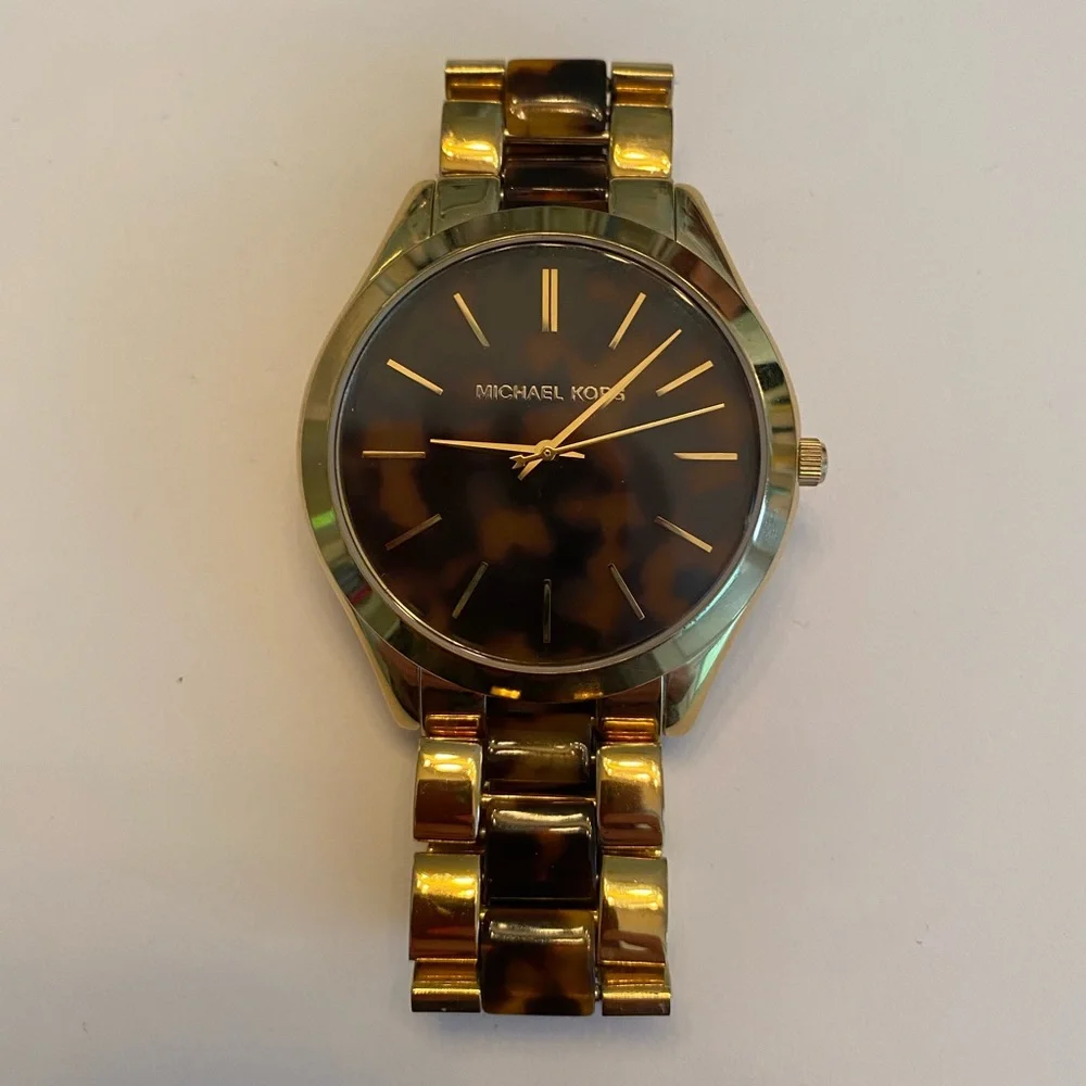 Michael Kors Tortoise and Gold Unisex Watch Michael Kors Ritz Brown Dial Chronograph Tortoise Acetate  main image 2